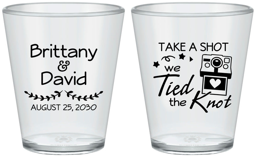 Custom Wedding Plastic Shot Glasses - Take A Shot We Tied The Knot | 553