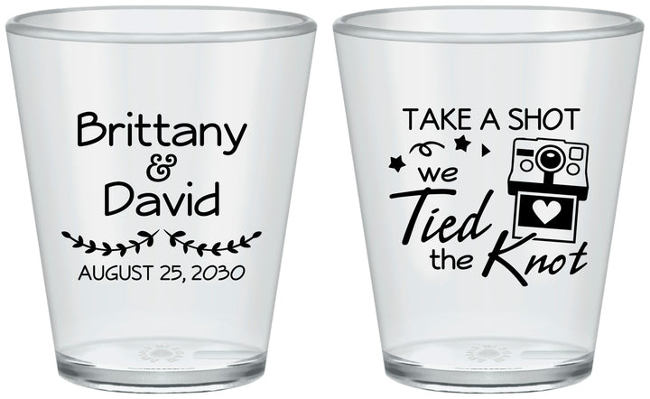 Custom Wedding Plastic Shot Glasses - Take A Shot We Tied The Knot | 553