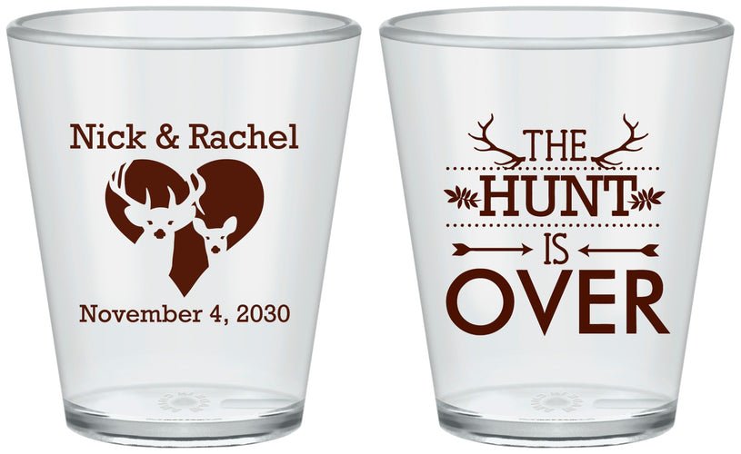 Custom Wedding Plastic Shot Glasses - The Hunt Is Over | 554