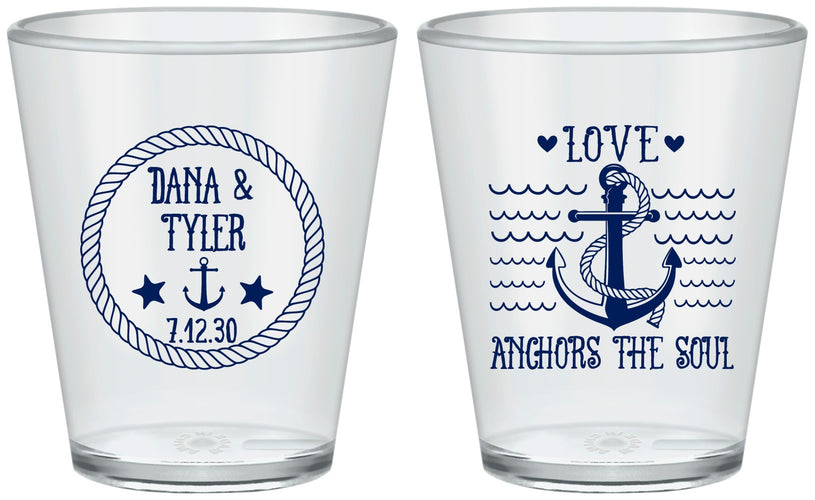 Custom Wedding Plastic Shot Glasses - Anchor The Soul | 558