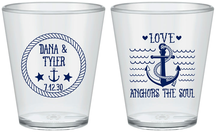 Custom Wedding Plastic Shot Glasses - Anchor The Soul | 558