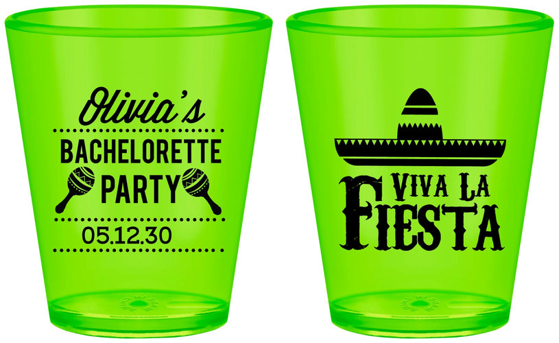 Custom Bachelorette Plastic Shot Glasses - Viva La Fiesta | 60001