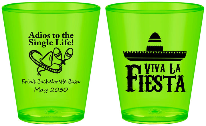 Custom Bachelorette Plastic Shot Glasses - Viva La Fiesta | 60005