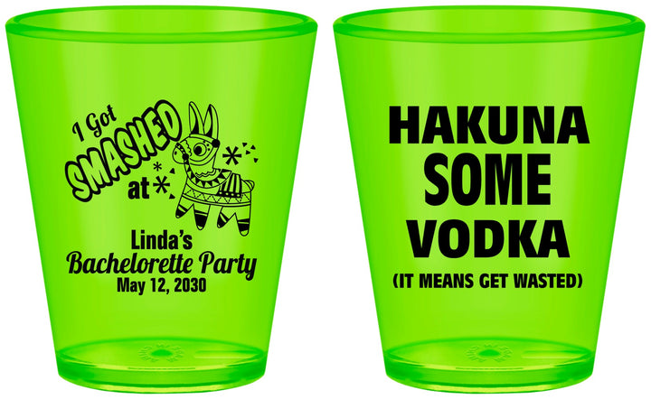 Custom Bachelorette Plastic Shot Glasses - Mexico Fiesta | 60008