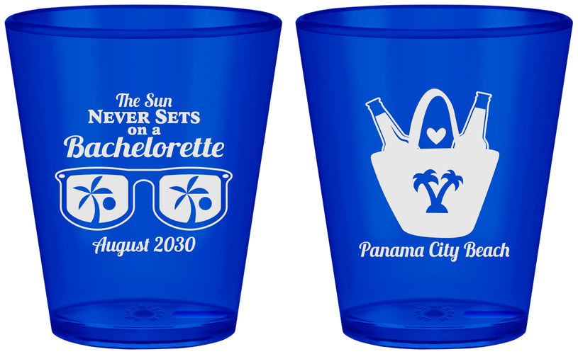 Custom Bachelorette Plastic Shot Glasses - Beach | 60010