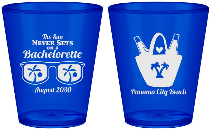 Custom Bachelorette Plastic Shot Glasses - Beach | 60010