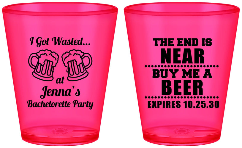 Custom Bachelorette Plastic Shot Glasses - I Got Wasted | 60015