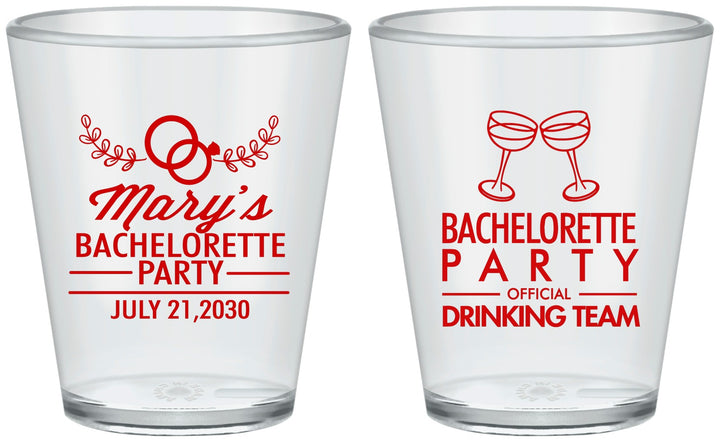Custom Bachelorette Plastic Shot Glasses - Official Drink Team | 60017