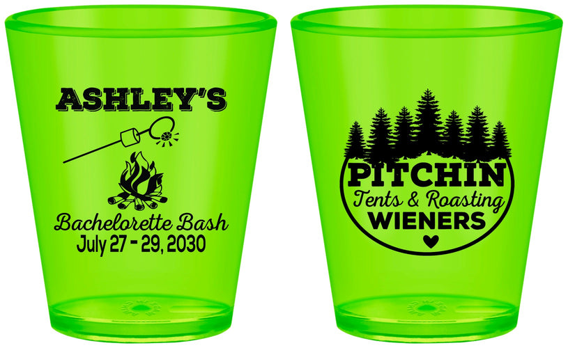 Custom Bachelorette Plastic Shot Glasses - Camping | 60018