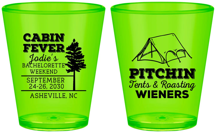 Custom Bachelorette Plastic Shot Glasses - Camping | 60019