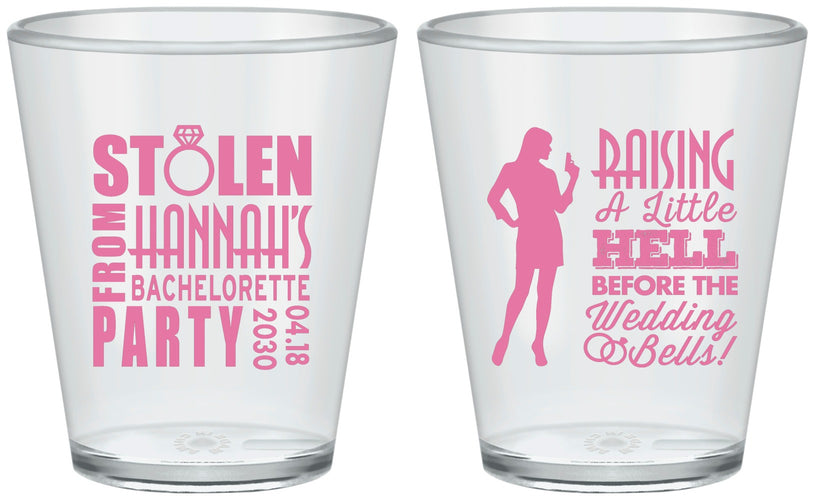 Custom Bachelorette Plastic Shot Glasses - Raising A Little Hell | 60020