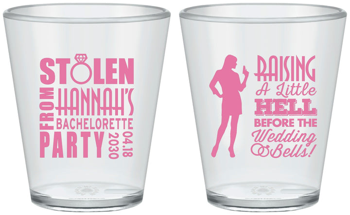 Custom Bachelorette Plastic Shot Glasses - Raising A Little Hell | 60020