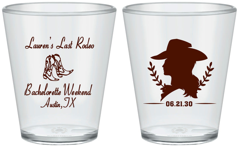 Custom Bachelorette Plastic Shot Glasses - Last Rodeo | 60022