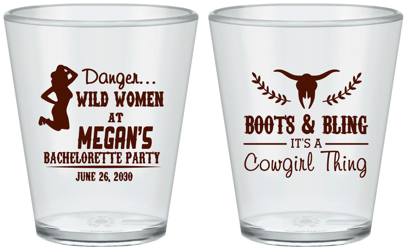 Custom Bachelorette Plastic Shot Glasses - Boots And Bling | 60023