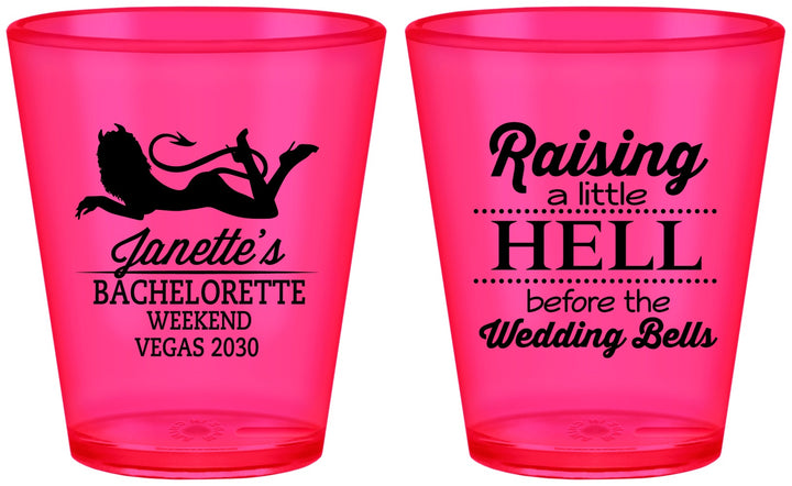 Custom Bachelorette Plastic Shot Glasses - Raising A Little Hell | 60030