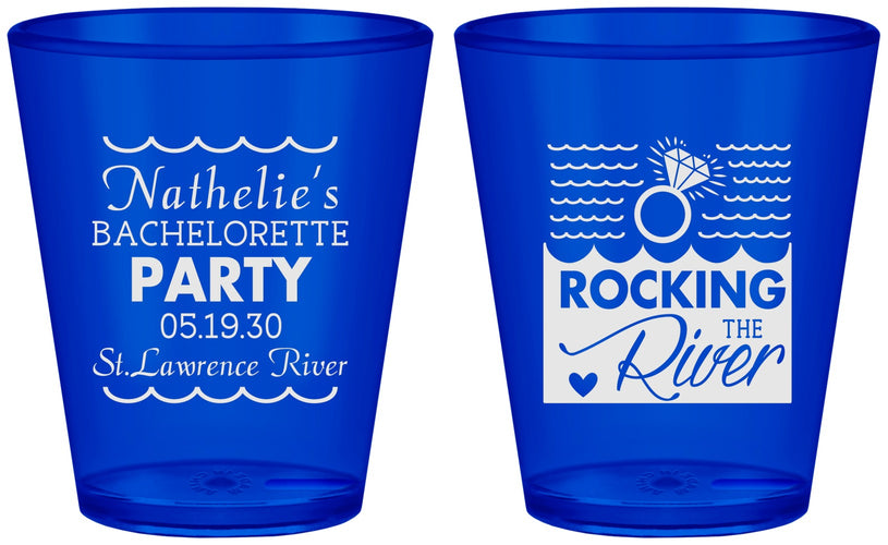 Custom Bachelorette Plastic Shot Glasses - Rocking The River | 60033