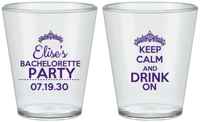 Custom Bachelorette Plastic Shot Glasses - Keep Calm Drink On | 60036