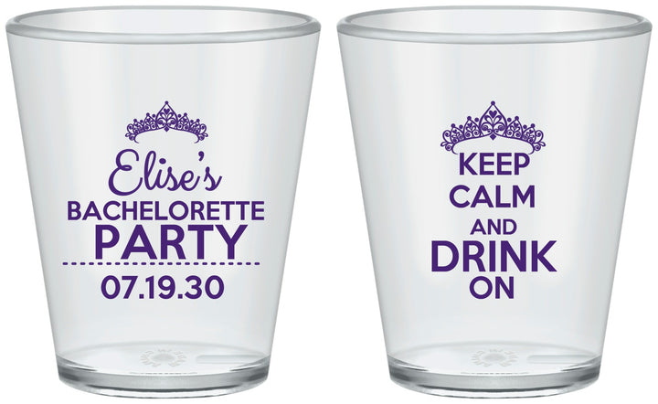 Custom Bachelorette Plastic Shot Glasses - Keep Calm Drink On | 60036