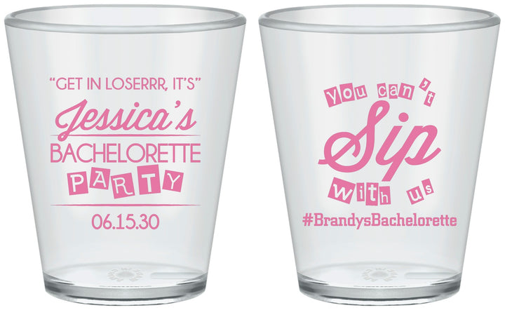 Custom Bachelorette Plastic Shot Glasses - Cant Sip With Us | 60050