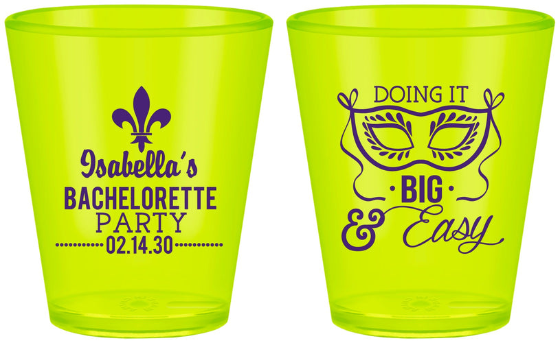 Custom Bachelorette Plastic Shot Glasses - Mardi Gras | 60059