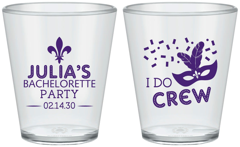 Custom Bachelorette Plastic Shot Glasses - Mardi Gras I Do Crew | 60063