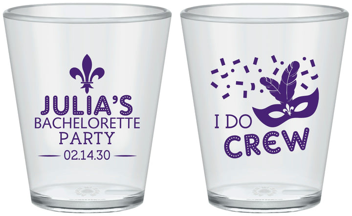Custom Bachelorette Plastic Shot Glasses - Mardi Gras I Do Crew | 60063