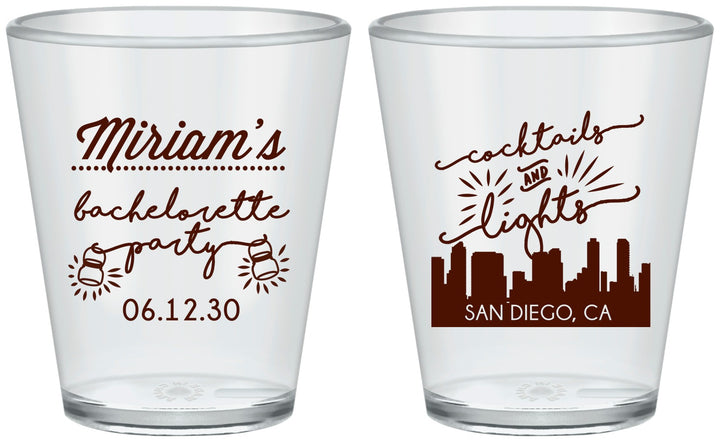 Custom Bachelorette Plastic Shot Glasses - San Diego | 60067