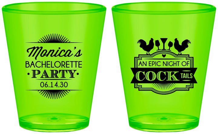 Custom Bachelorette Plastic Shot Glasses - Epic Night Of Cocktails | 60071