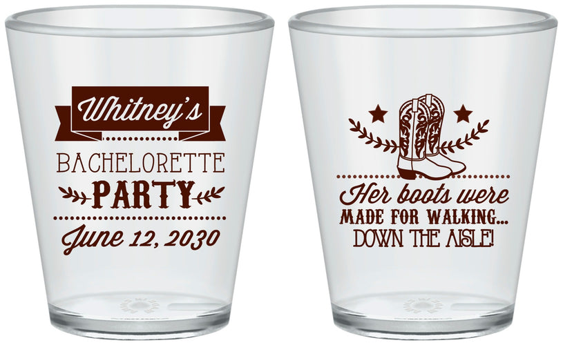 Custom Bachelorette Plastic Shot Glasses - Cowgirl Boots | 60072