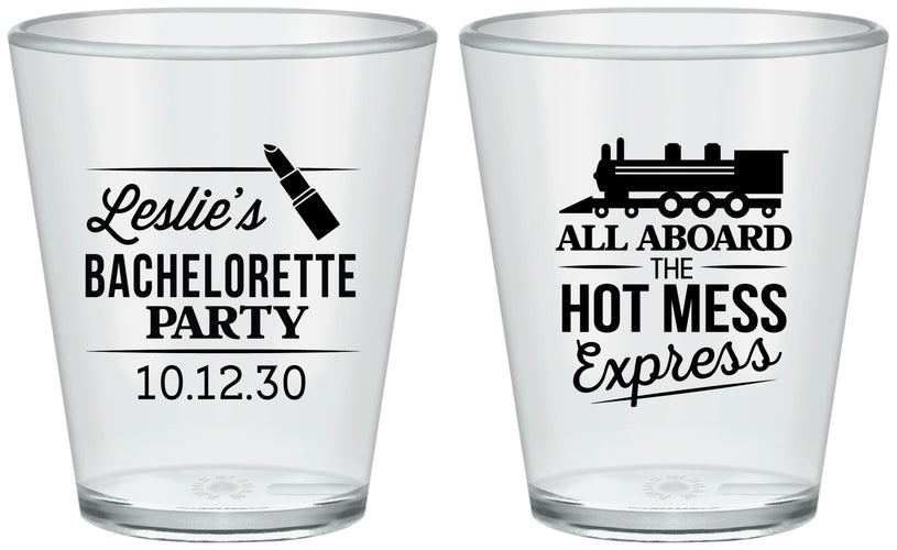 Custom Bachelorette Plastic Shot Glasses - Hot Mess Express | 60075