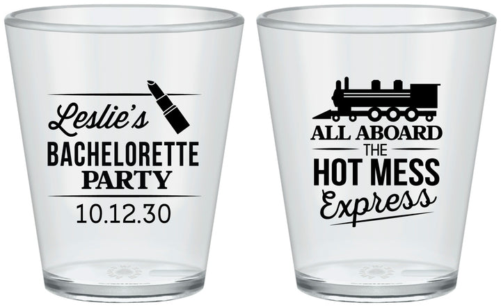 Custom Bachelorette Plastic Shot Glasses - Hot Mess Express | 60075
