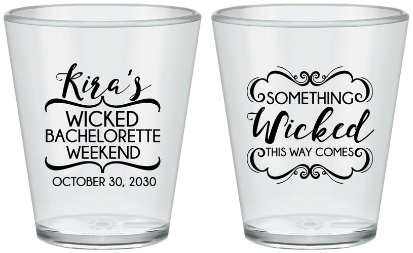Custom Bachelorette Plastic Shot Glasses - Something Wicked | 60076