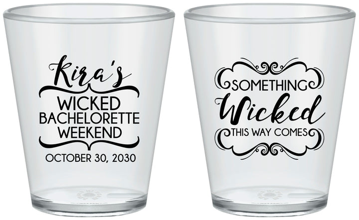 Custom Bachelorette Plastic Shot Glasses - Something Wicked | 60076