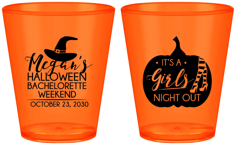 Custom Bachelorette Plastic Shot Glasses - Halloween Girls Night Out | 60077