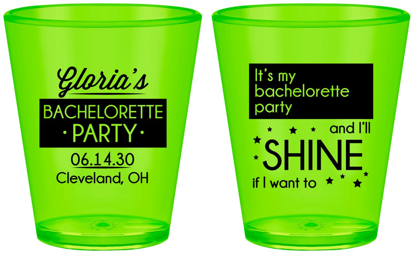 Custom Bachelorette Plastic Shot Glasses - Shine | 60080