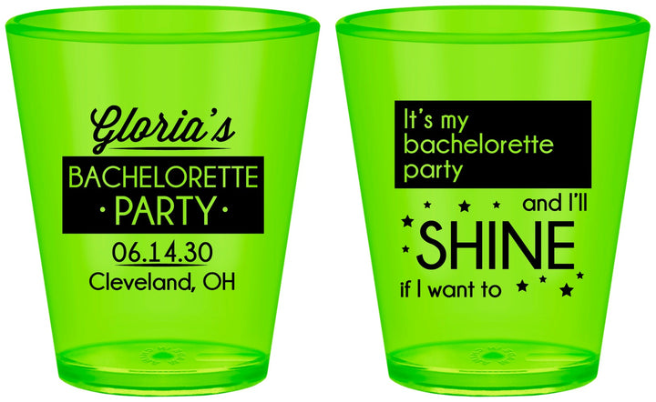 Custom Bachelorette Plastic Shot Glasses - Shine | 60080