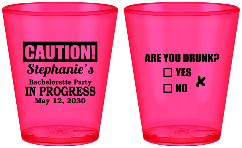 Custom Bachelorette Plastic Shot Glasses - Drunk Yes Or No | 60083