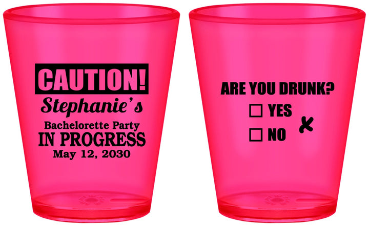 Custom Bachelorette Plastic Shot Glasses - Drunk Yes Or No | 60083