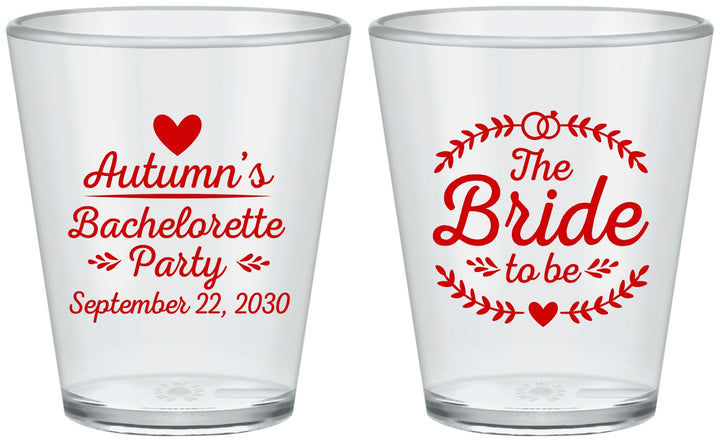 Custom Bachelorette Plastic Shot Glasses - Bride To Be | 60088
