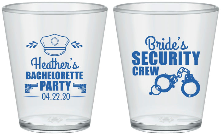 Custom Bachelorette Plastic Shot Glasses - Police Security Crew | 60091