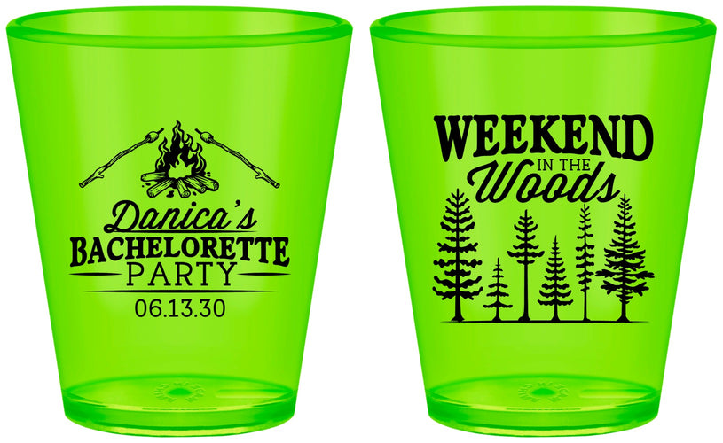Custom Bachelorette Plastic Shot Glasses - Camping | 60094