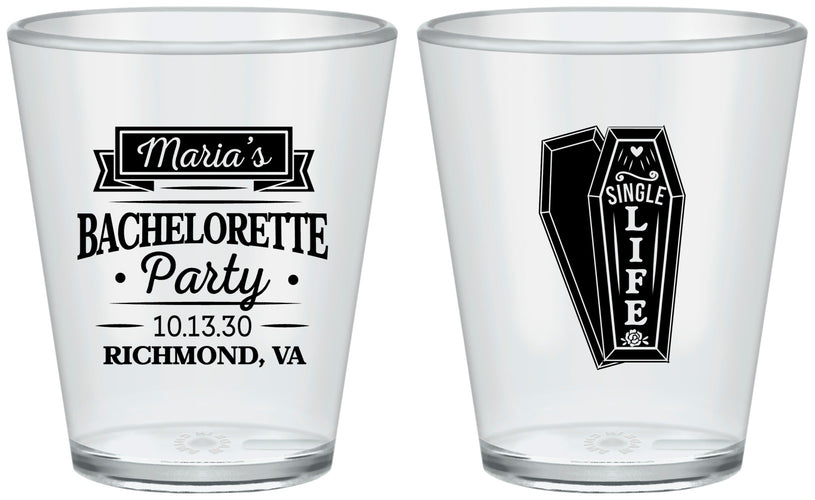 Custom Bachelorette Plastic Shot Glasses - Rip Single Life | 60095
