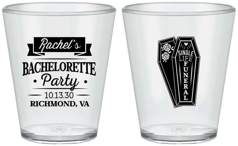 Custom Bachelorette Plastic Shot Glasses - Rip Single Life | 60096