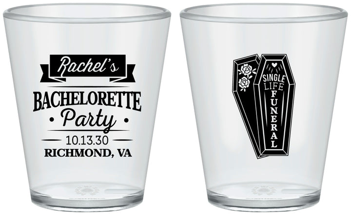 Custom Bachelorette Plastic Shot Glasses - Rip Single Life | 60096