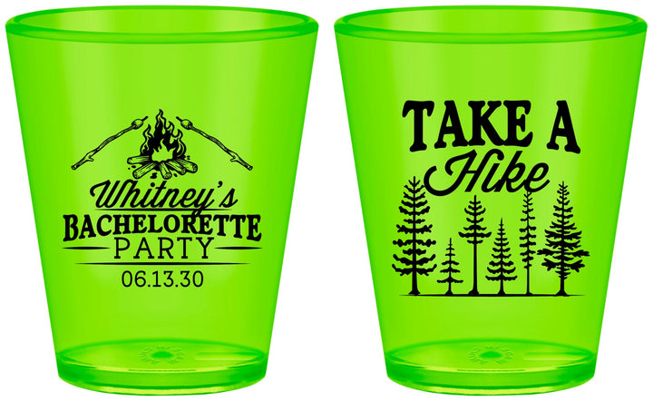 Custom Bachelorette Plastic Shot Glasses - Camping | 60098