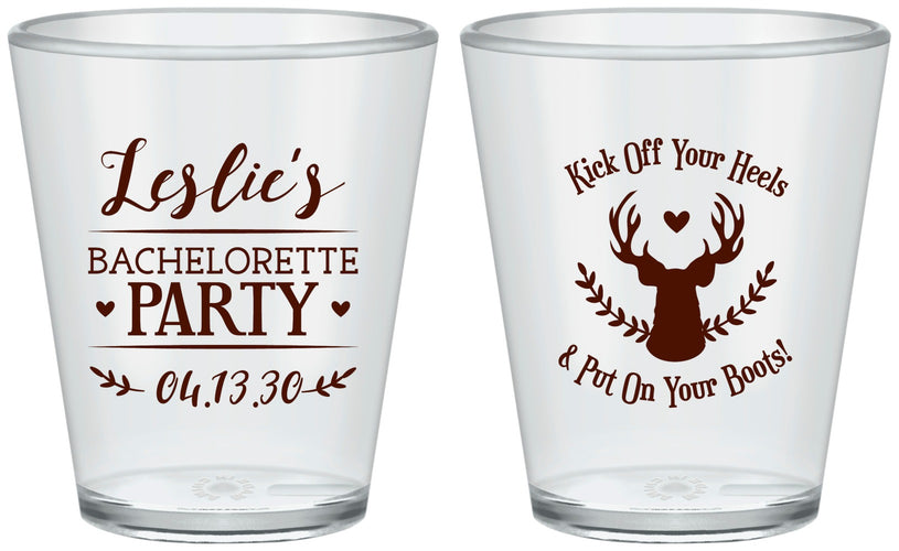 Custom Bachelorette Plastic Shot Glasses - Deer Heels Boots | 60102