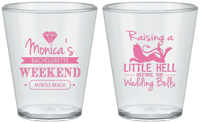 Custom Bachelorette Plastic Shot Glasses - Raising A Little Hell | 60103