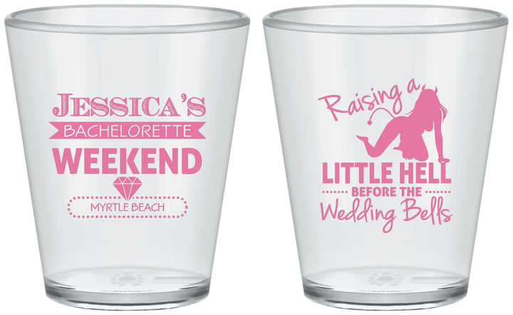 Custom Bachelorette Plastic Shot Glasses - Raising A Little Hell | 60105