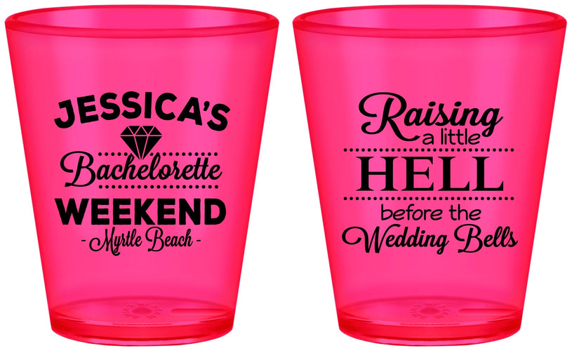 Custom Bachelorette Plastic Shot Glasses - Raising A Little Hell | 60107