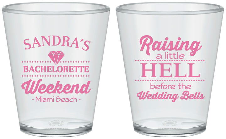 Custom Bachelorette Plastic Shot Glasses - Raising A Little Hell | 60108